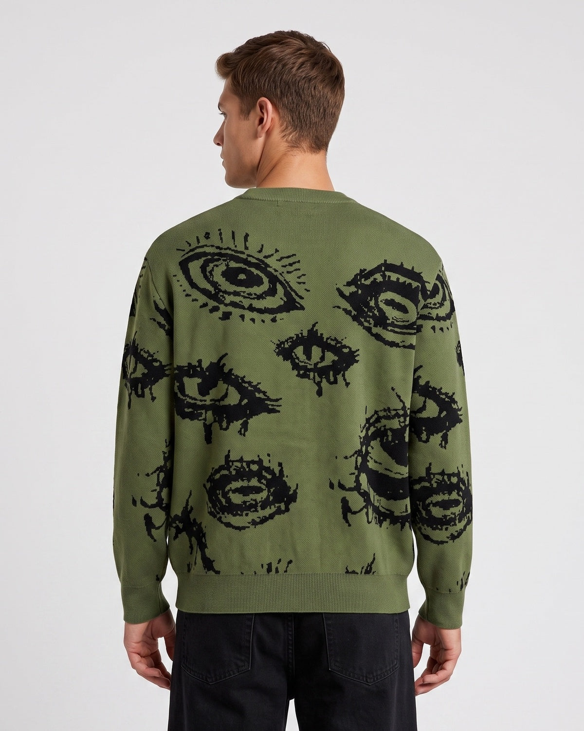 KZZ Men's Minimalist Print Long-Sleeve Knit Pullover