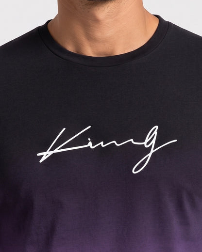 KZZ Men's Casual Long Sleeve T-Shirt, Gradient Color Round Neck, Letter Print Design