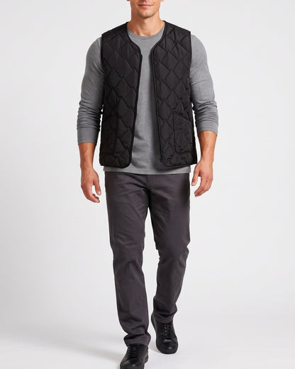KZZ  Men's short zippered oversized pocket vest with diamond pattern