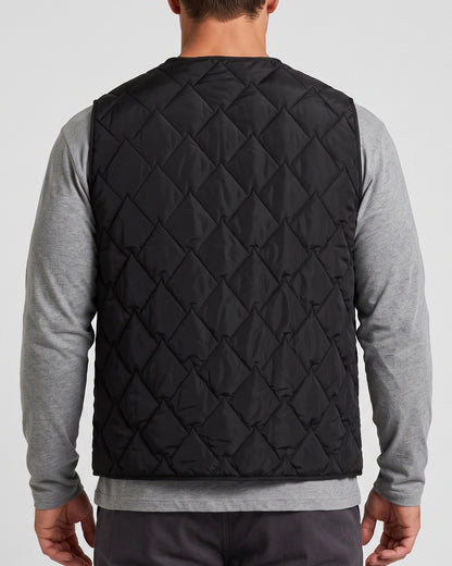 KZZ  Men's short zippered oversized pocket vest with diamond pattern