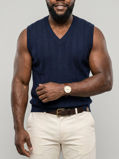 KZZ Men's V-neck sleeveless knit vest