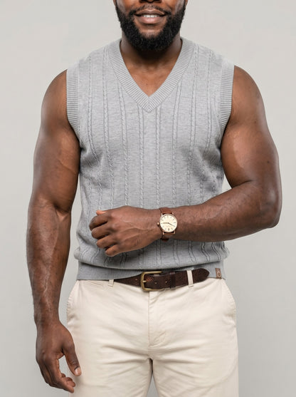 KZZ Men's V-neck sleeveless knit vest