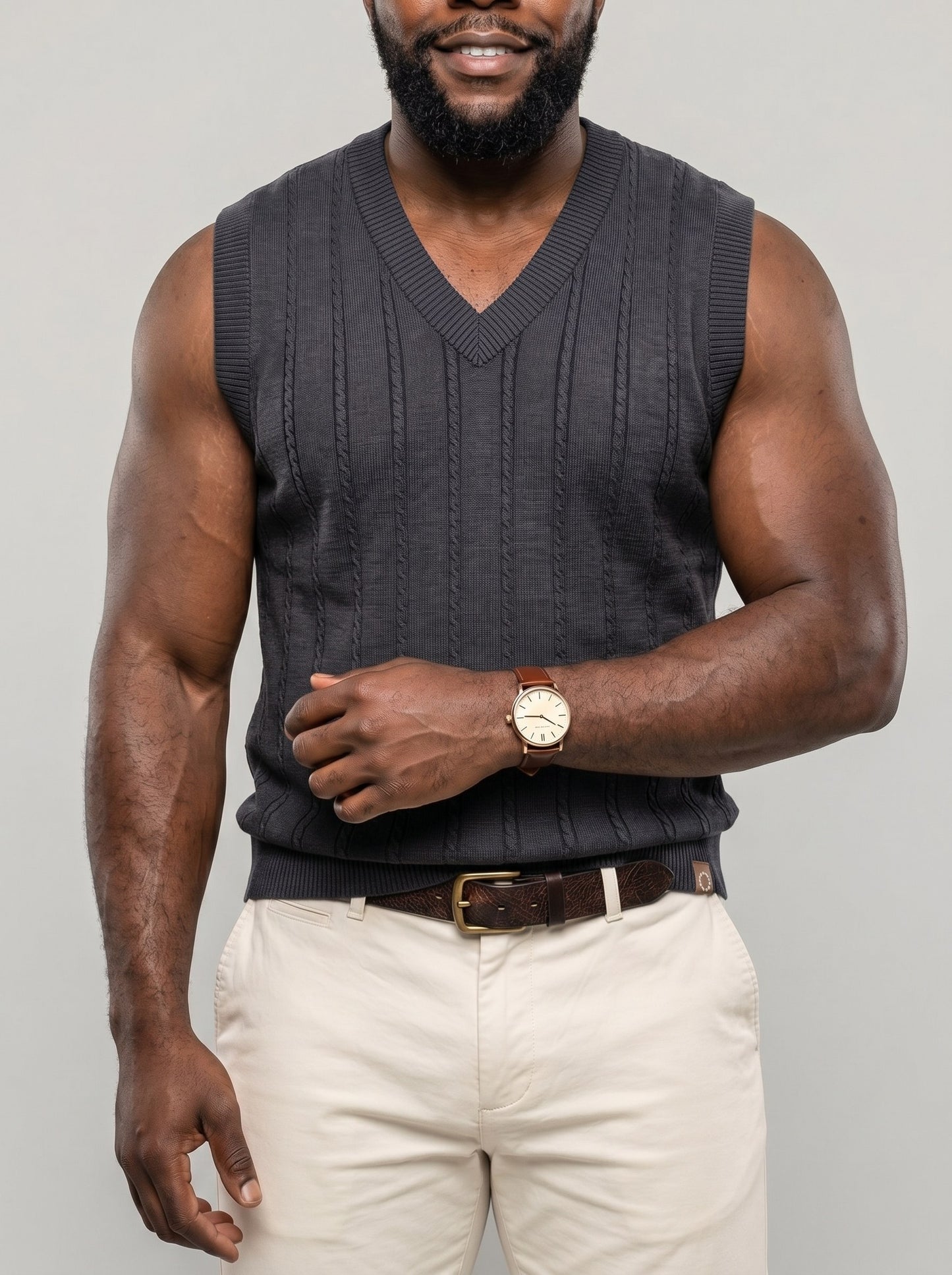 KZZ Men's V-neck sleeveless knit vest