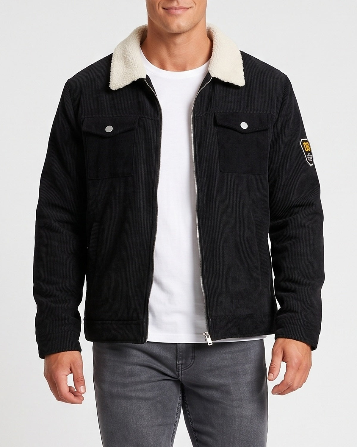 KZZ Corduroy Men's Jacket with Fleece Lining and Thickened Workwear