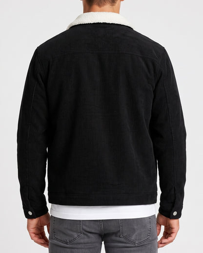 KZZ Corduroy Men's Jacket with Fleece Lining and Thickened Workwear