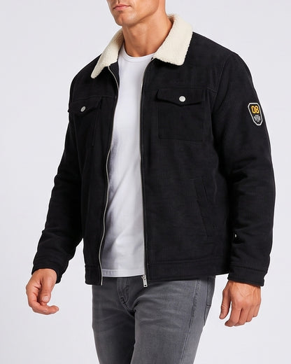 KZZ Corduroy Men's Jacket with Fleece Lining and Thickened Workwear