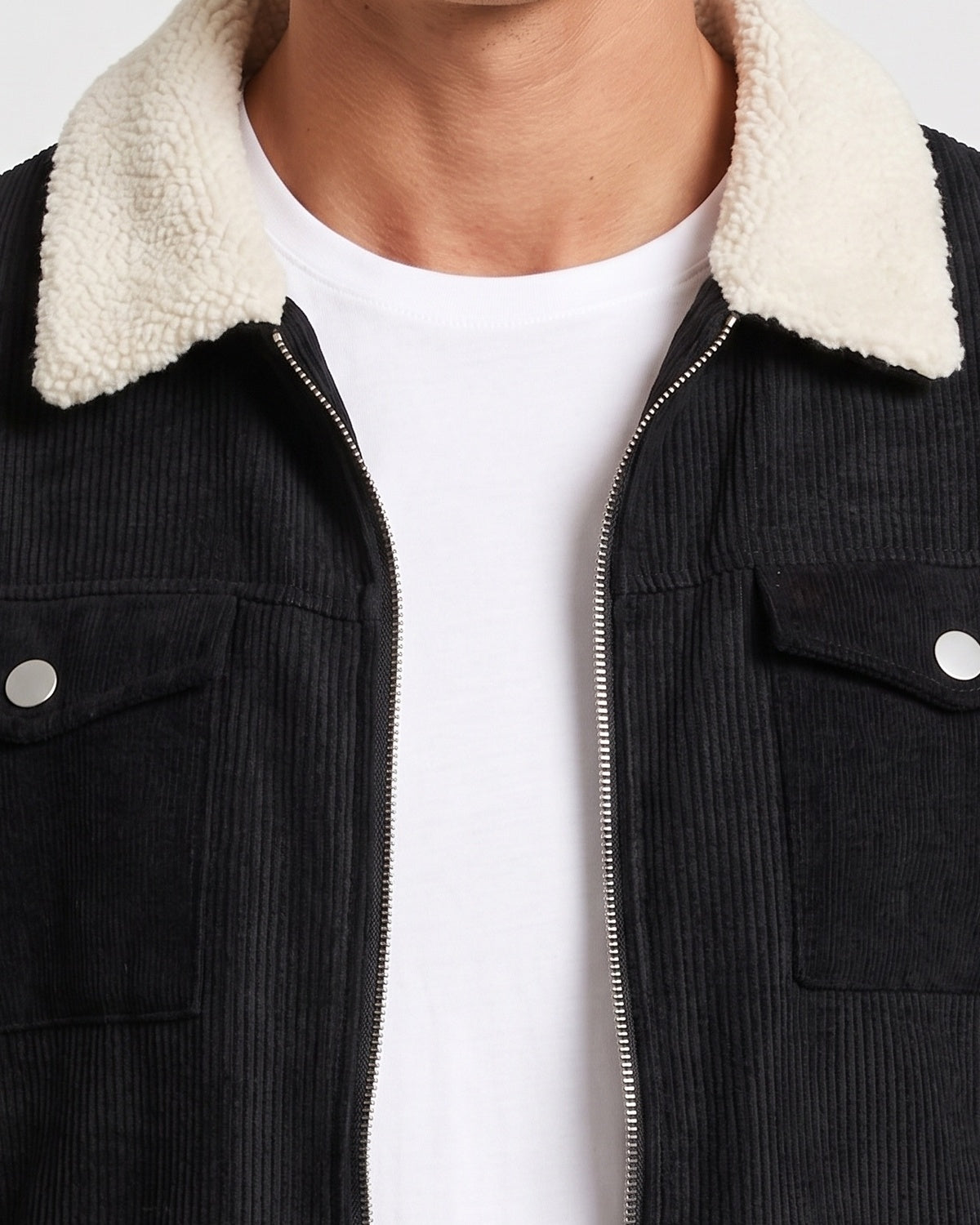 KZZ Corduroy Men's Jacket with Fleece Lining and Thickened Workwear