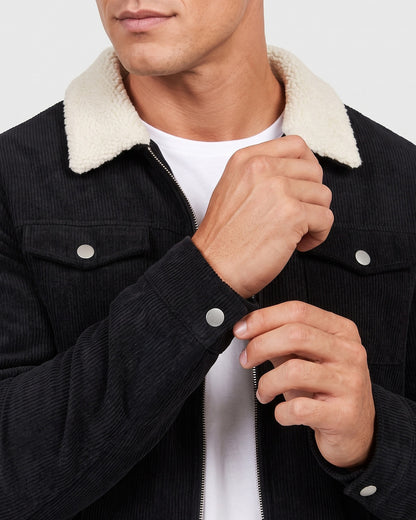 KZZ Corduroy Men's Jacket with Fleece Lining and Thickened Workwear