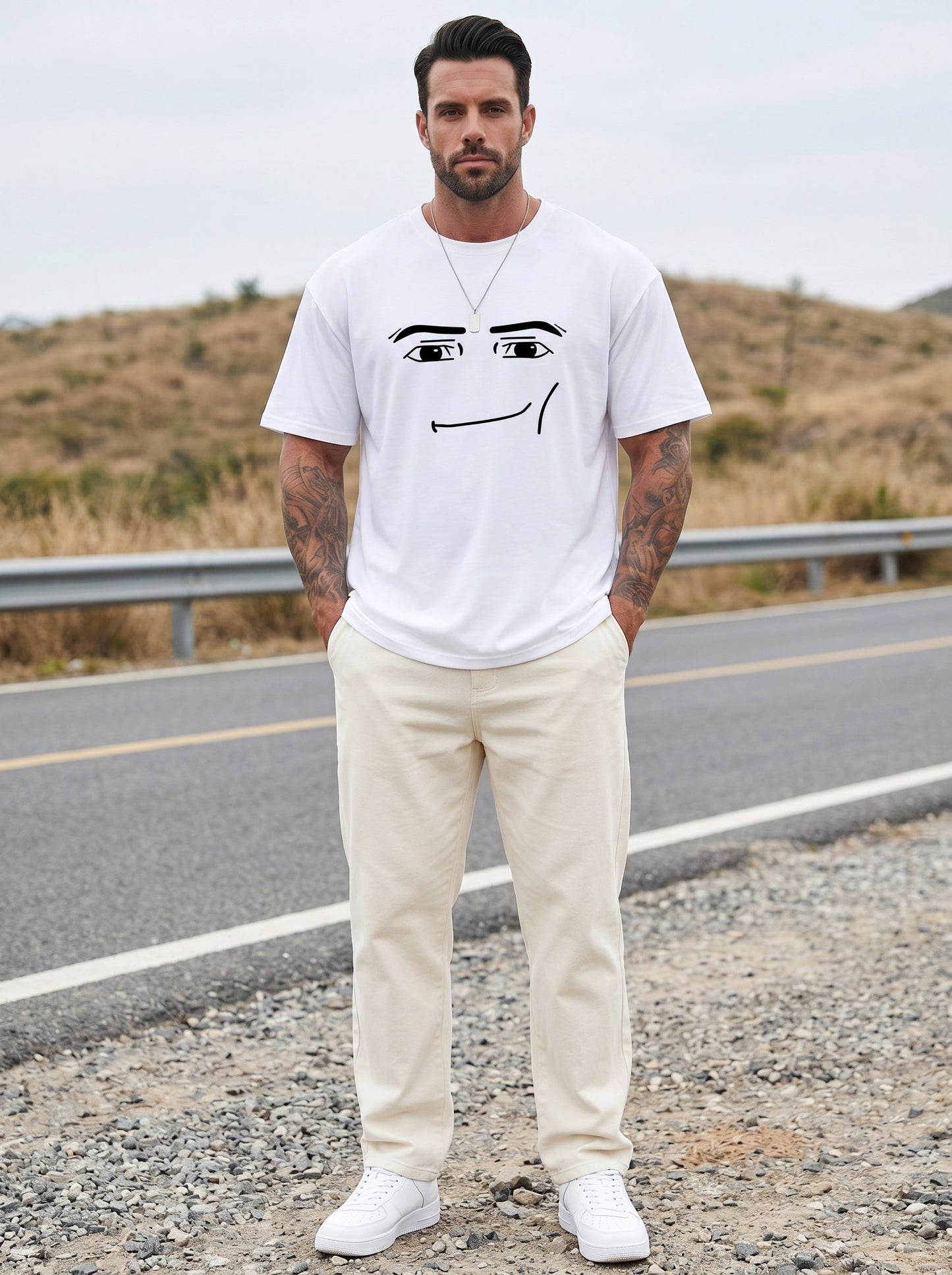 KZZ Men's Crew Neck Short-Sleeve Printed T-Shirt