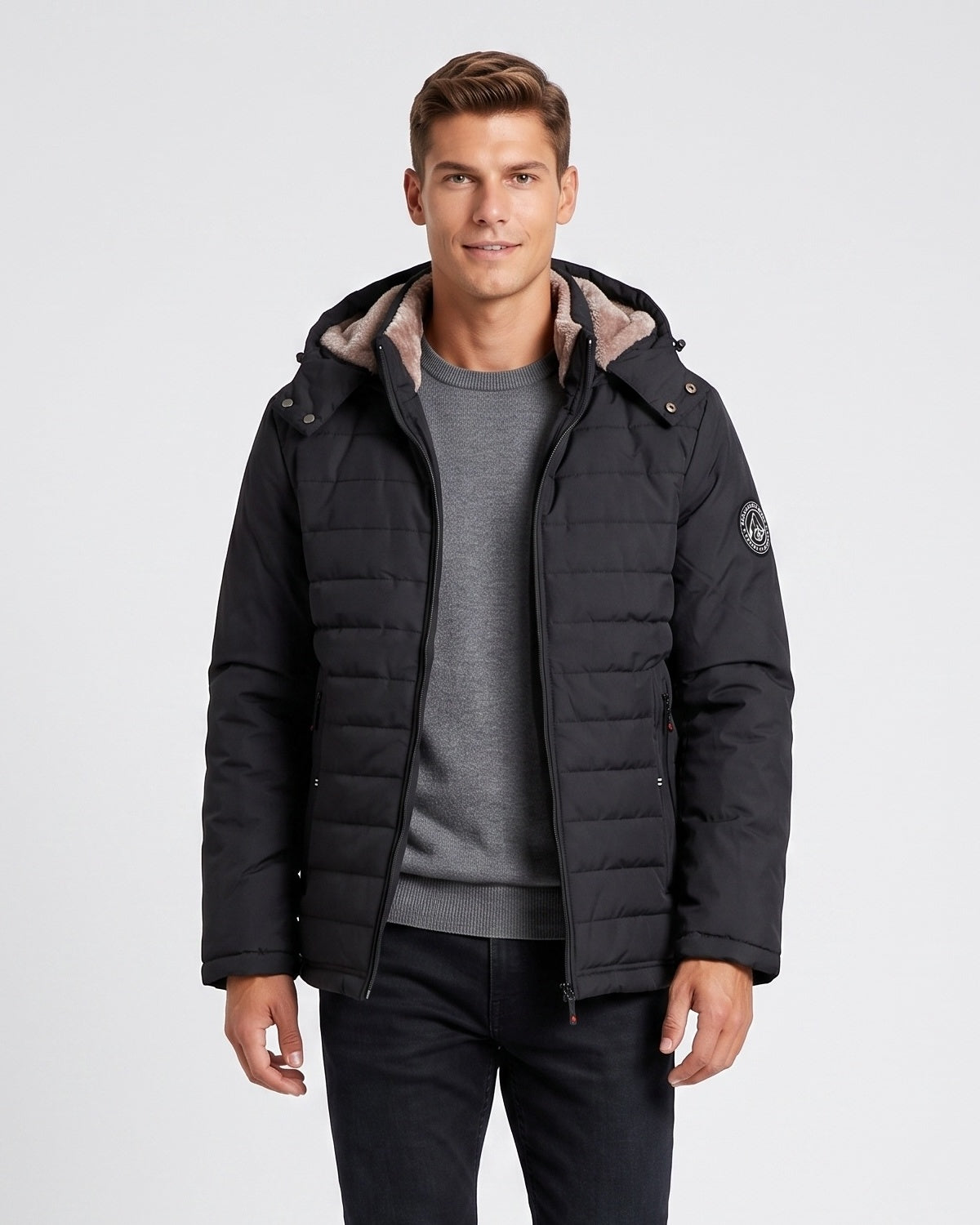 KZZ Men's solid-color fashion jacket