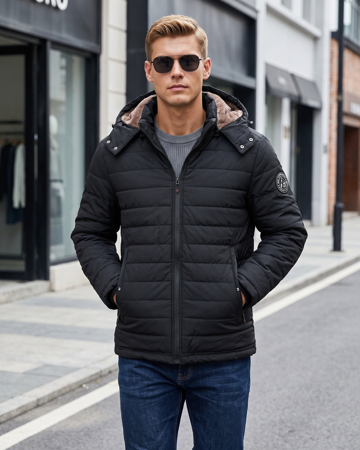 KZZ Men's solid-color fashion jacket
