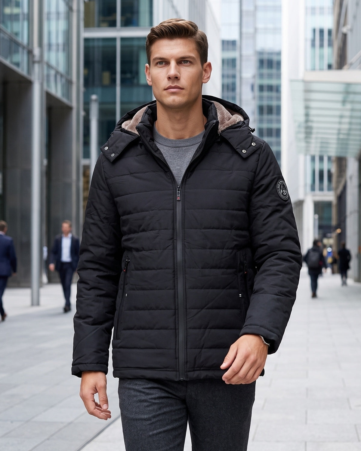 KZZ Men's solid-color fashion jacket