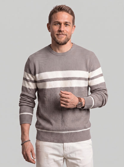 KZZ Men's Casual Crew-Neck Knit Pullover