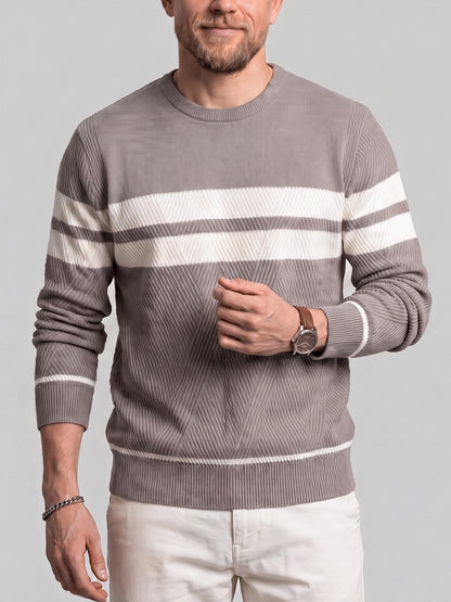 KZZ Men's Casual Crew-Neck Knit Pullover