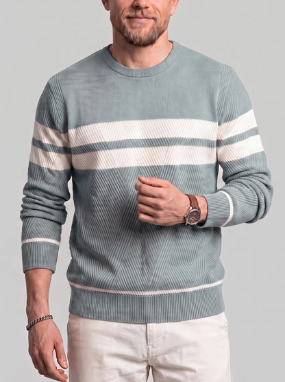 KZZ Men's Casual Crew-Neck Knit Pullover