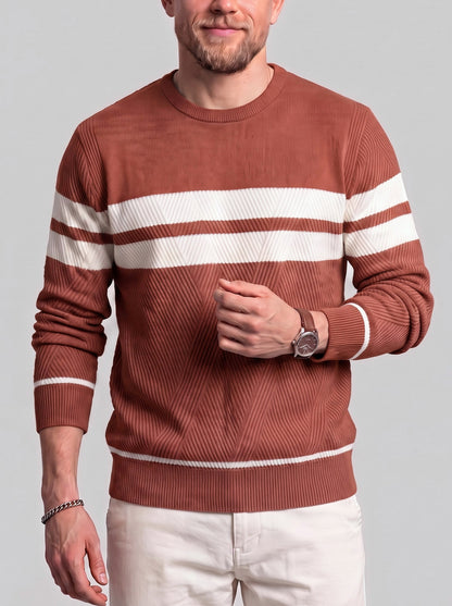 KZZ Men's Casual Crew-Neck Knit Pullover