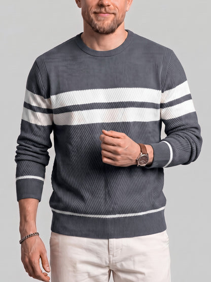 KZZ Men's Casual Crew-Neck Knit Pullover