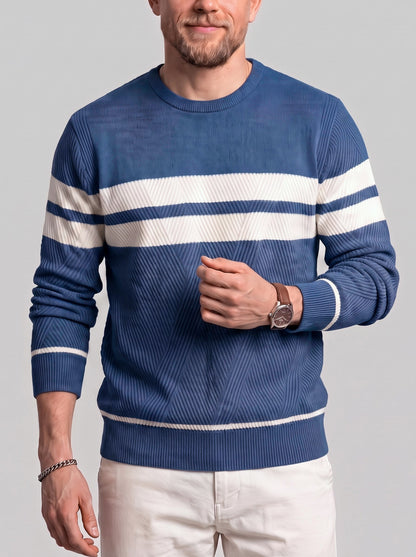 KZZ Men's Casual Crew-Neck Knit Pullover