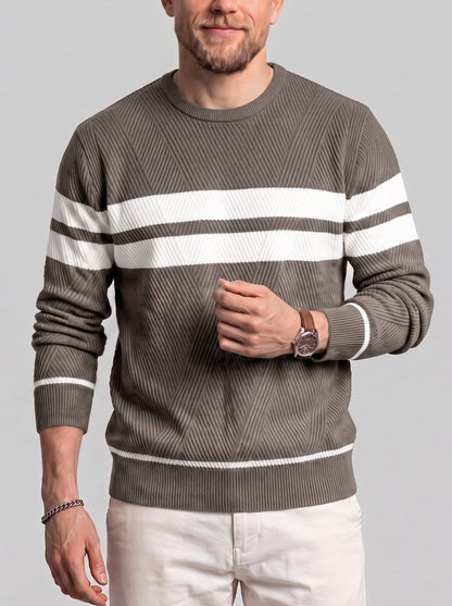 KZZ Men's Casual Crew-Neck Knit Pullover