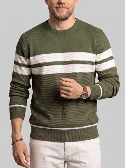 KZZ Men's Casual Crew-Neck Knit Pullover