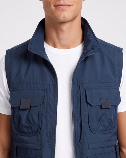 KZZ Men's Solid-Color Zipper-Pocket Vest