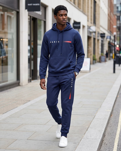 KZZ Men's Printed Hoodie and Drawstring Joggers