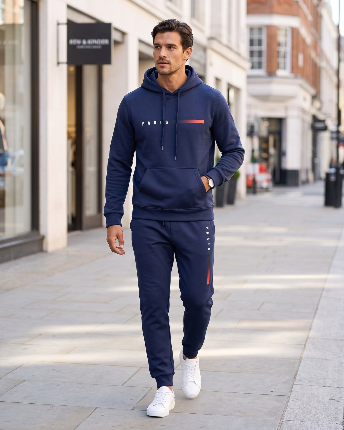 KZZ Men's Printed Hoodie and Drawstring Joggers