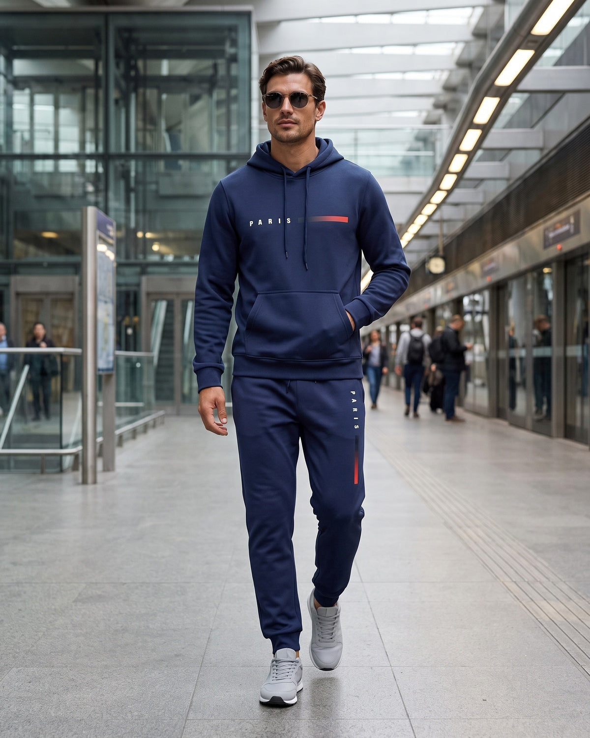 KZZ Men's Printed Hoodie and Drawstring Joggers