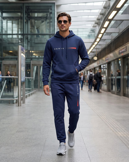 KZZ Men's Printed Hoodie and Drawstring Joggers