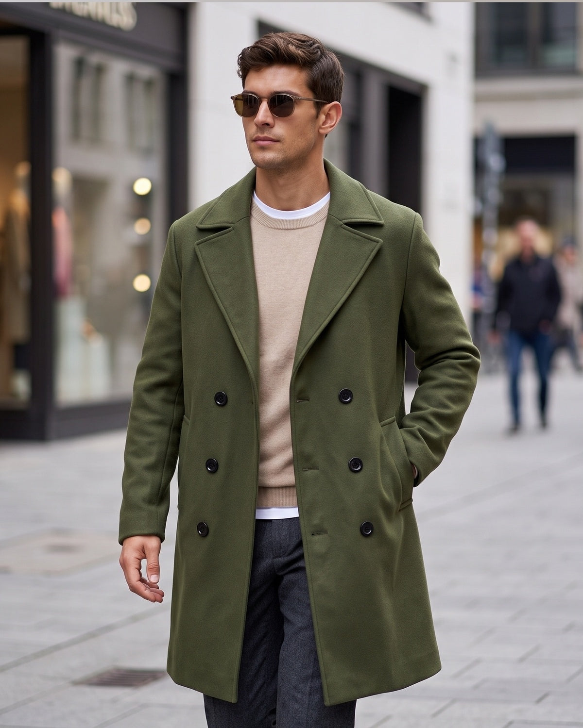 KZZ Men's double-breasted trench coat