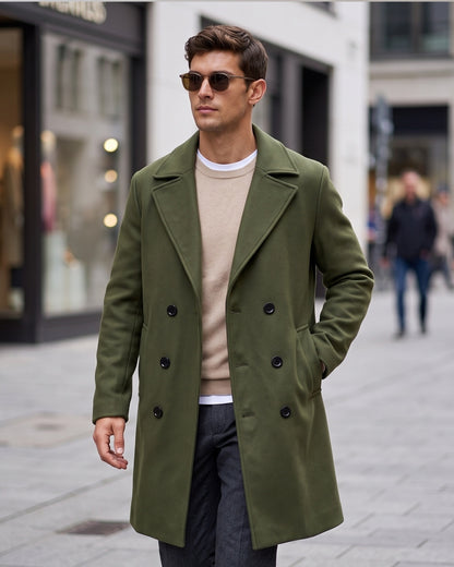 KZZ Men's double-breasted trench coat