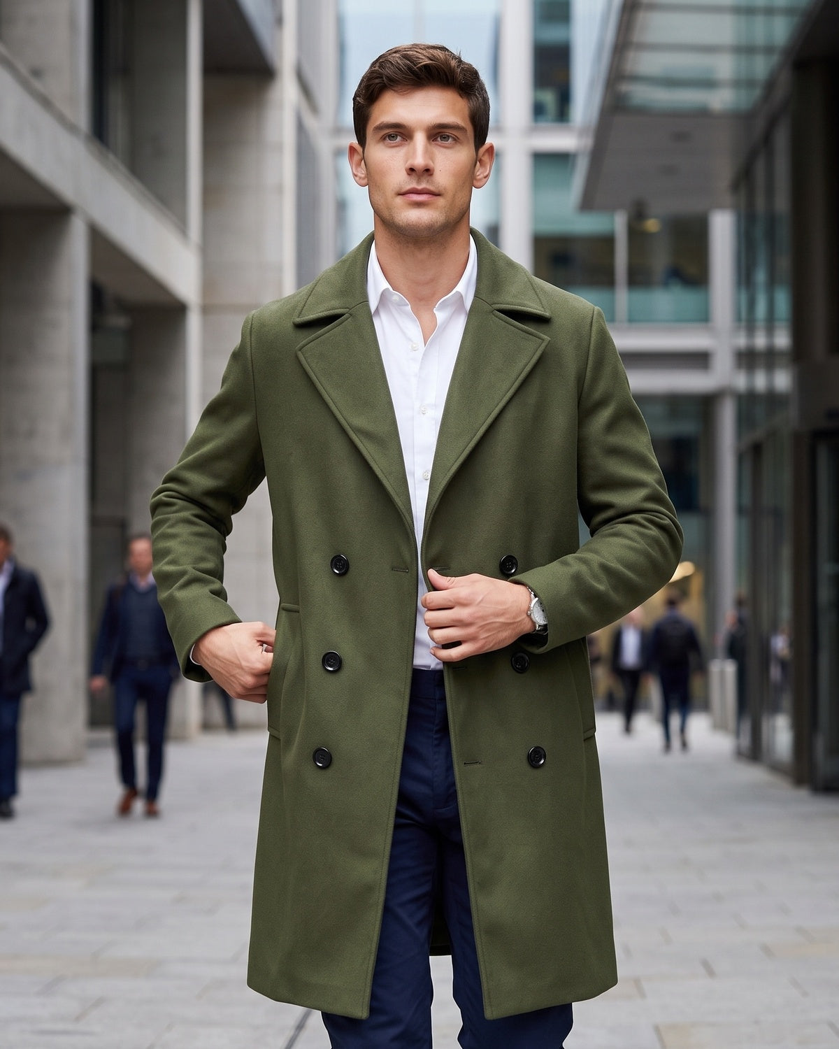 KZZ Men's double-breasted trench coat