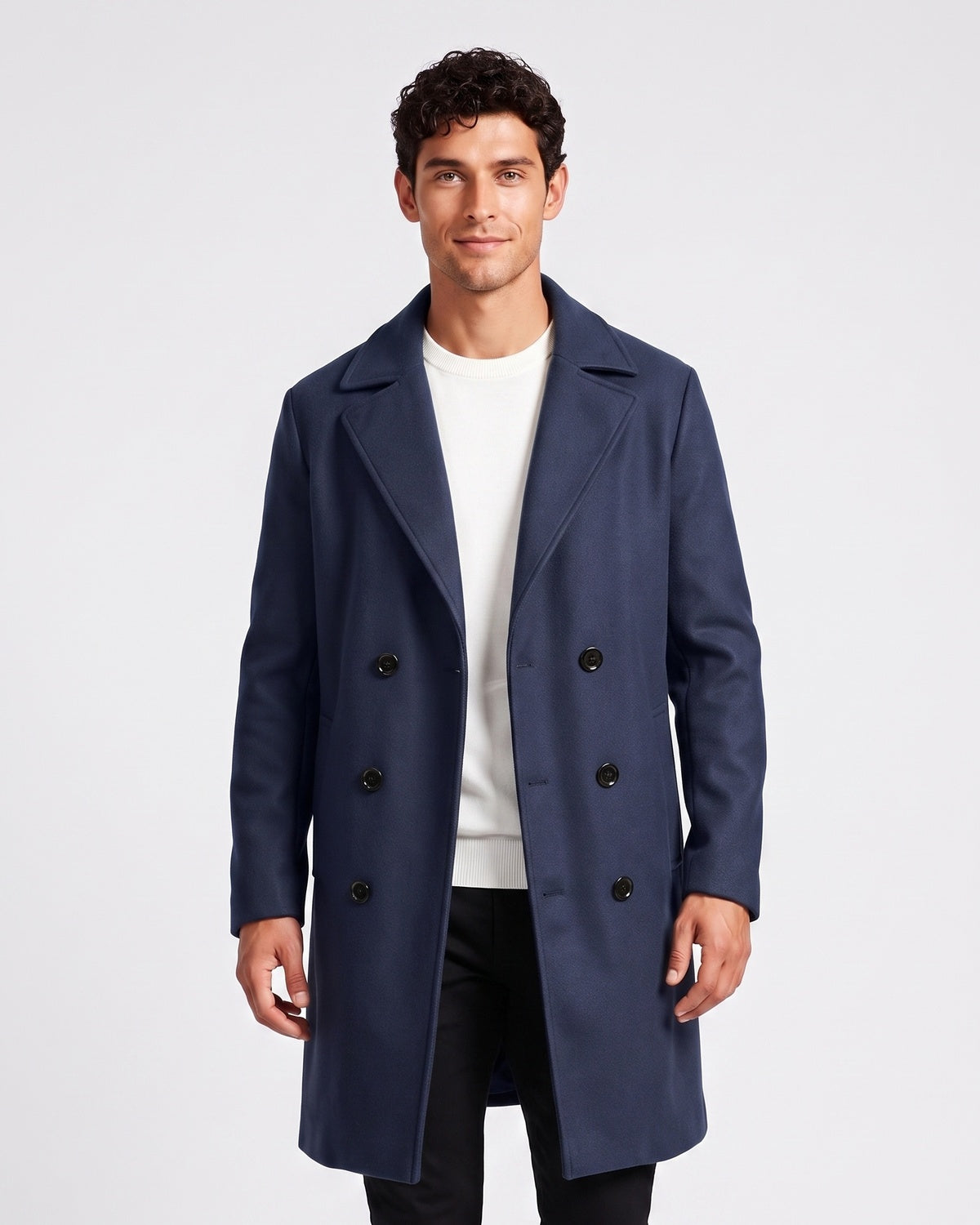 KZZ Men's double-breasted trench coat
