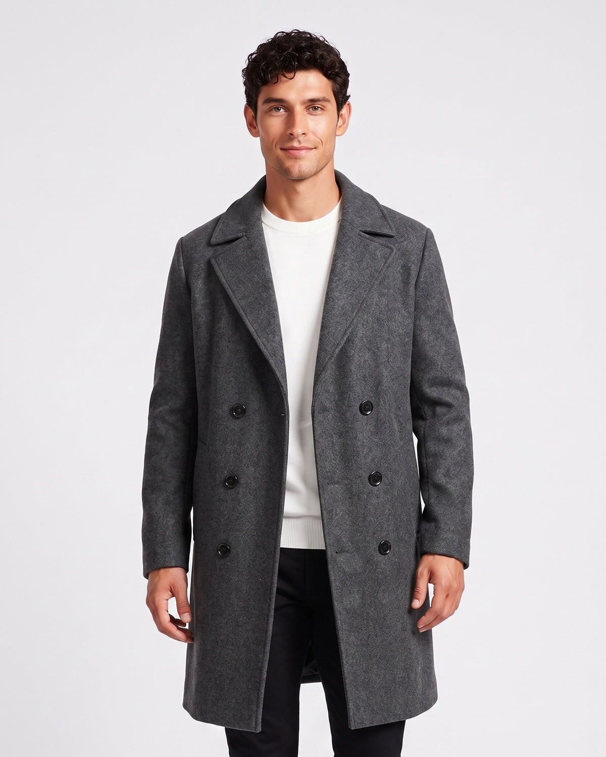 KZZ Men's double-breasted trench coat