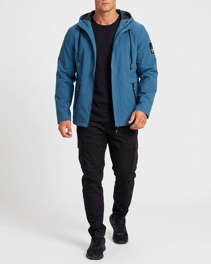 KZZ Men's slim-fit long-sleeved windproof zip-up hooded jacket