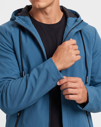 KZZ Men's slim-fit long-sleeved windproof zip-up hooded jacket