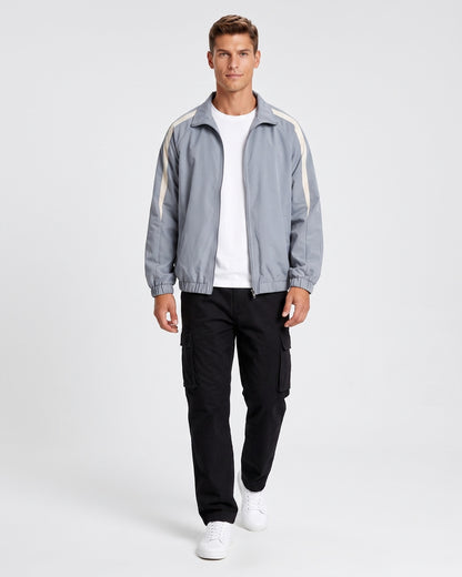 KZZ Men's Solid-Color Drawstring Zip-Up Hooded Jacket