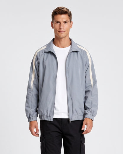 KZZ Men's Solid-Color Drawstring Zip-Up Hooded Jacket