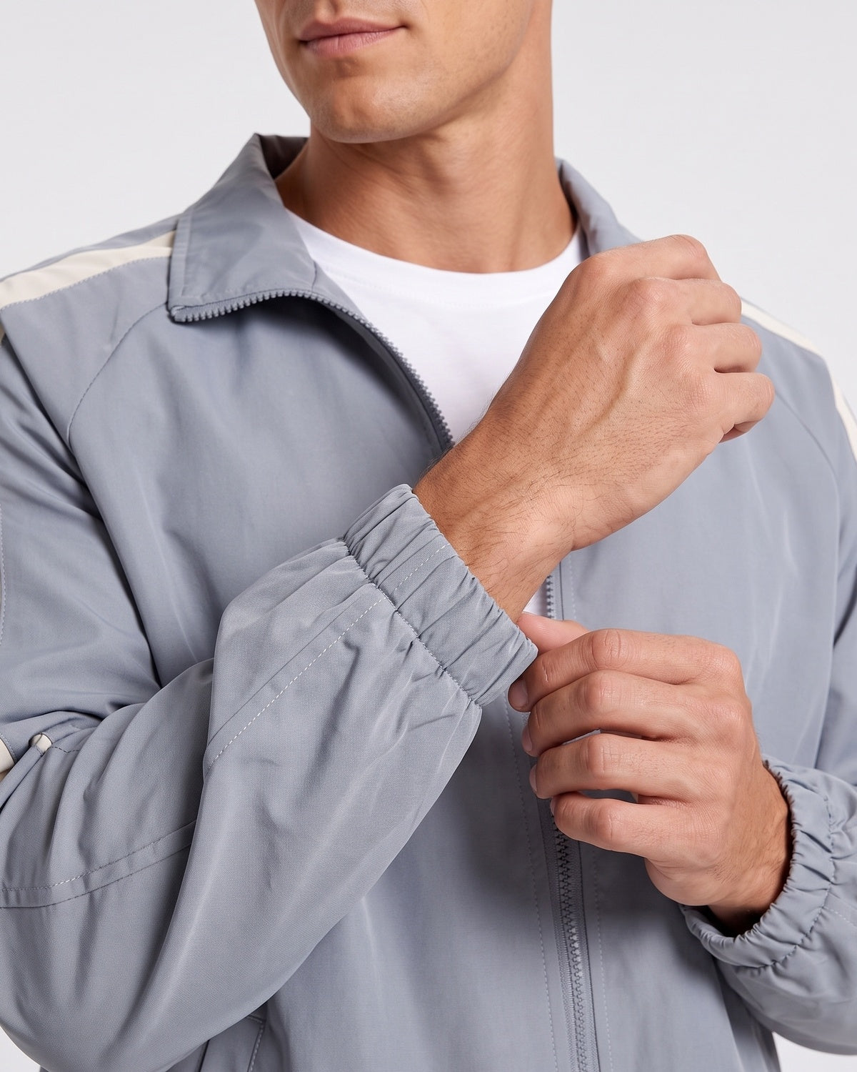 KZZ Men's Solid-Color Drawstring Zip-Up Hooded Jacket