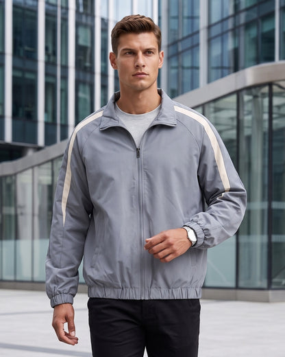 KZZ Men's Solid-Color Drawstring Zip-Up Hooded Jacket