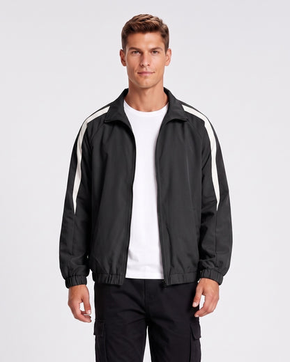 KZZ Men's Solid-Color Drawstring Zip-Up Hooded Jacket