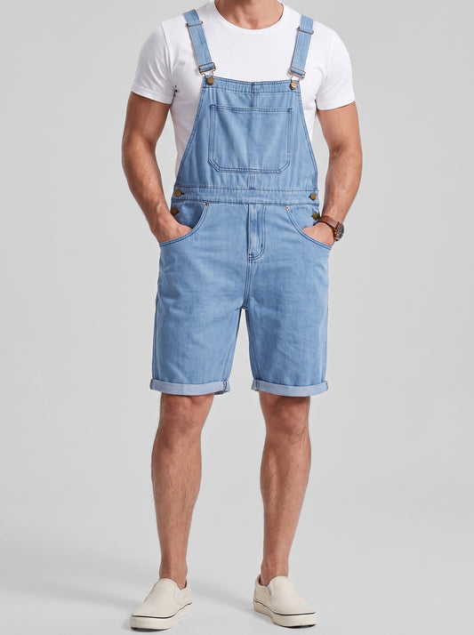 KZZ Men's denim bib shorts