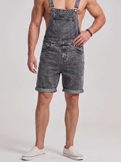 KZZ Men's denim bib shorts