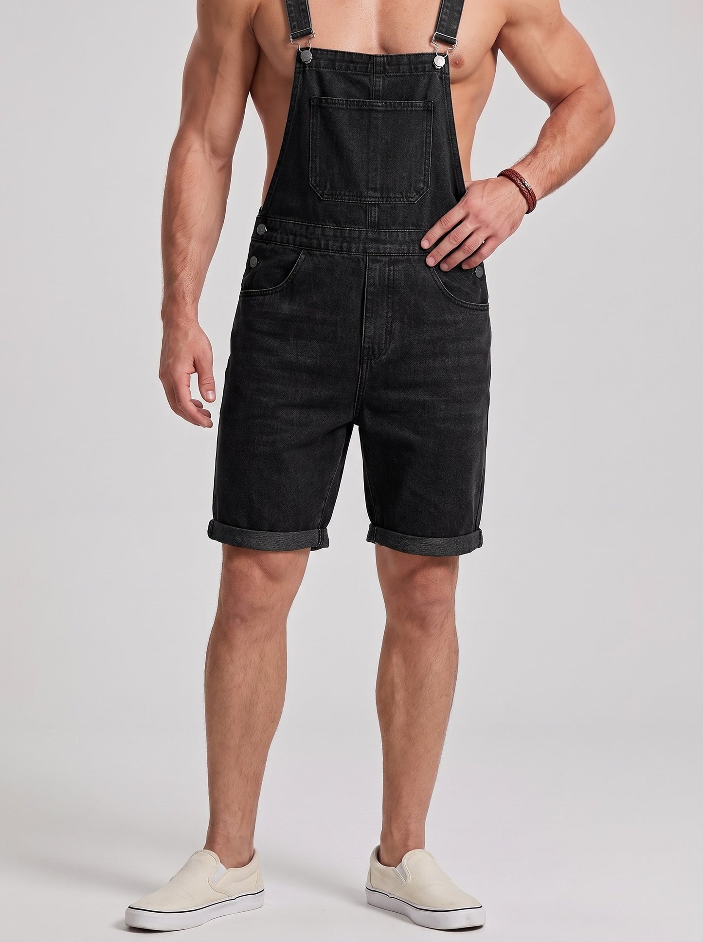 KZZ Men's denim bib shorts