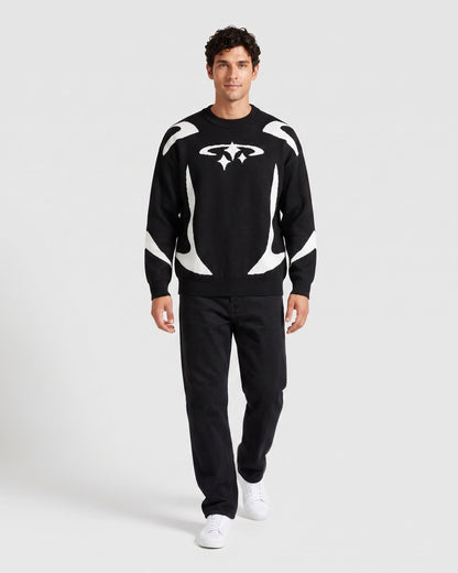 KZZ Men's Loose-Fit Crew-Neck Pullover Sweater