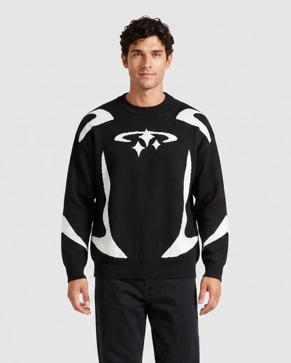 KZZ Men's Loose-Fit Crew-Neck Pullover Sweater