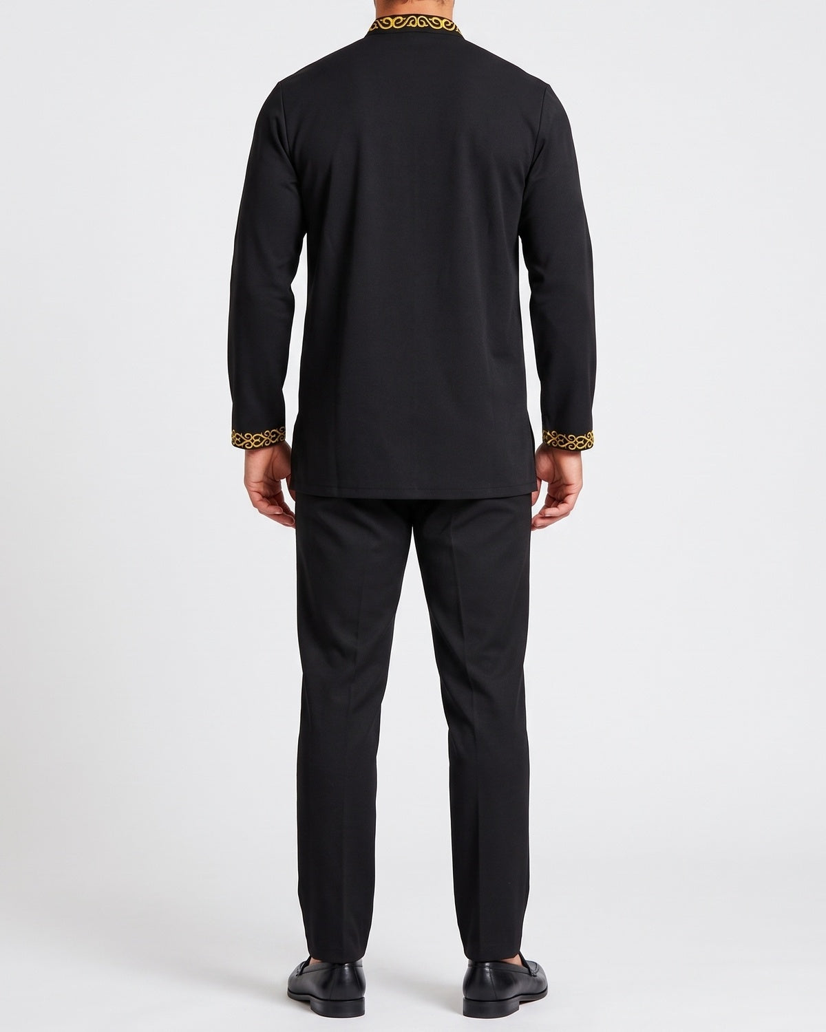 KZZ Men's ethnic style mini stand-up collar top and pants set