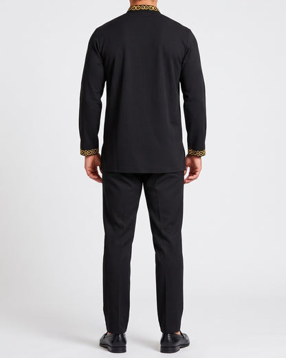 KZZ Men's ethnic style mini stand-up collar top and pants set