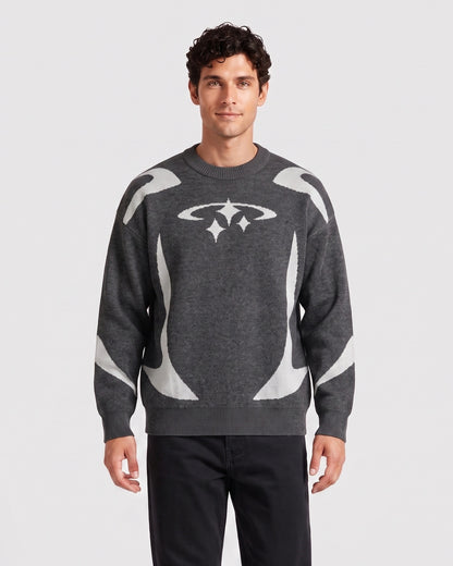 KZZ Men's Loose-Fit Crew-Neck Pullover Sweater
