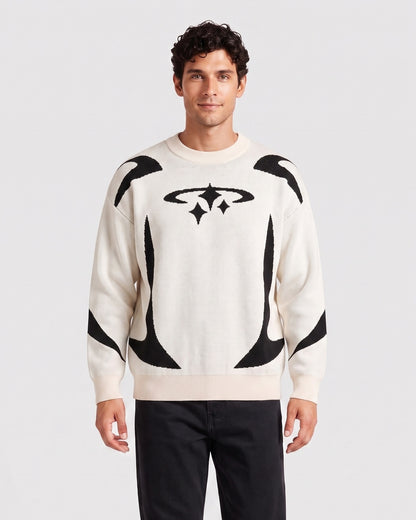 KZZ Men's Loose-Fit Crew-Neck Pullover Sweater